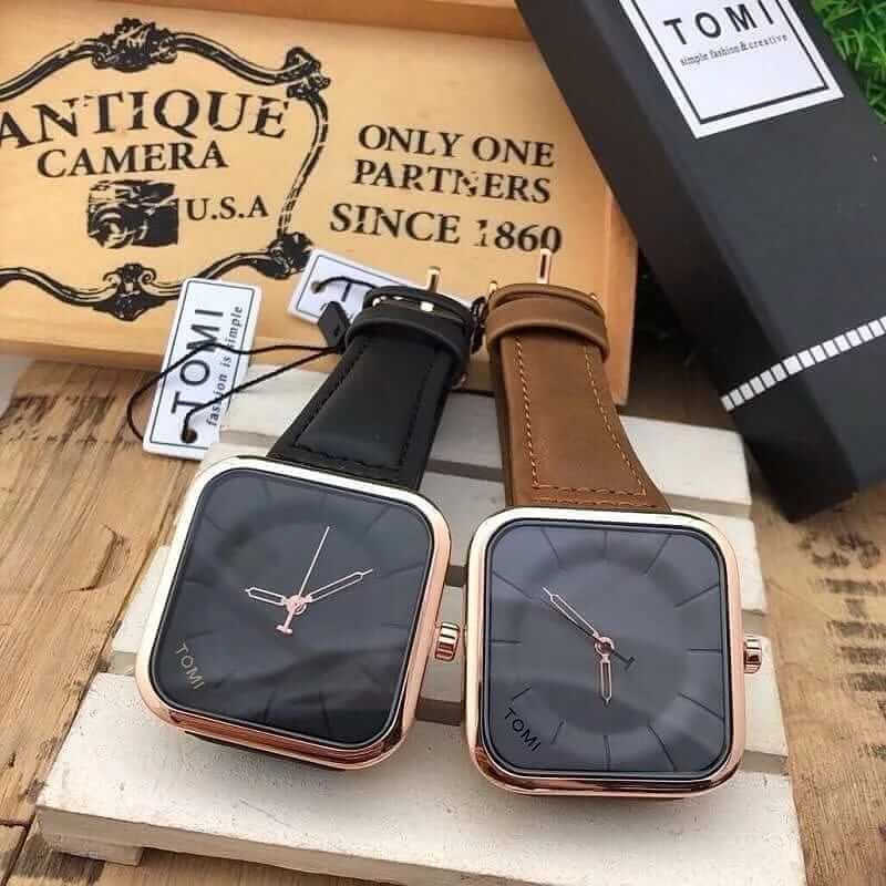 Tomi Coffee Black Square Dial Watch