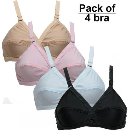 Pack Of 4 Classy Brief Comfortable Cotton Non Padded Bra 🎁
