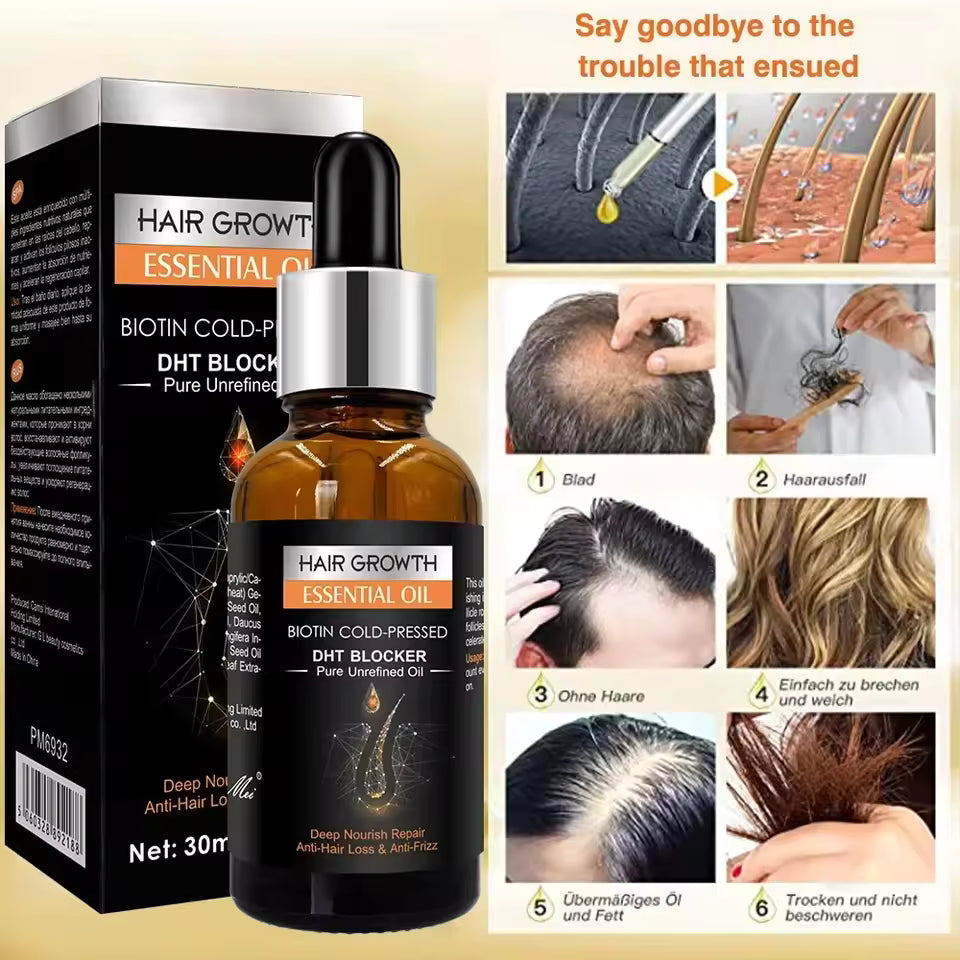 Hair Growth Oil,Biotin DHT Blocker,Anti-Loss Shampoo