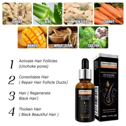 Hair Growth Oil,Biotin DHT Blocker,Anti-Loss Shampoo