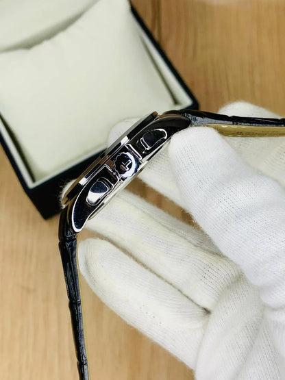 Imported™~Multi Function Chronograph Black Dial & Black Leather Belt Watch 🎁