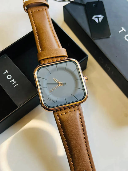 Tomi Coffee Black Square Dial Watch