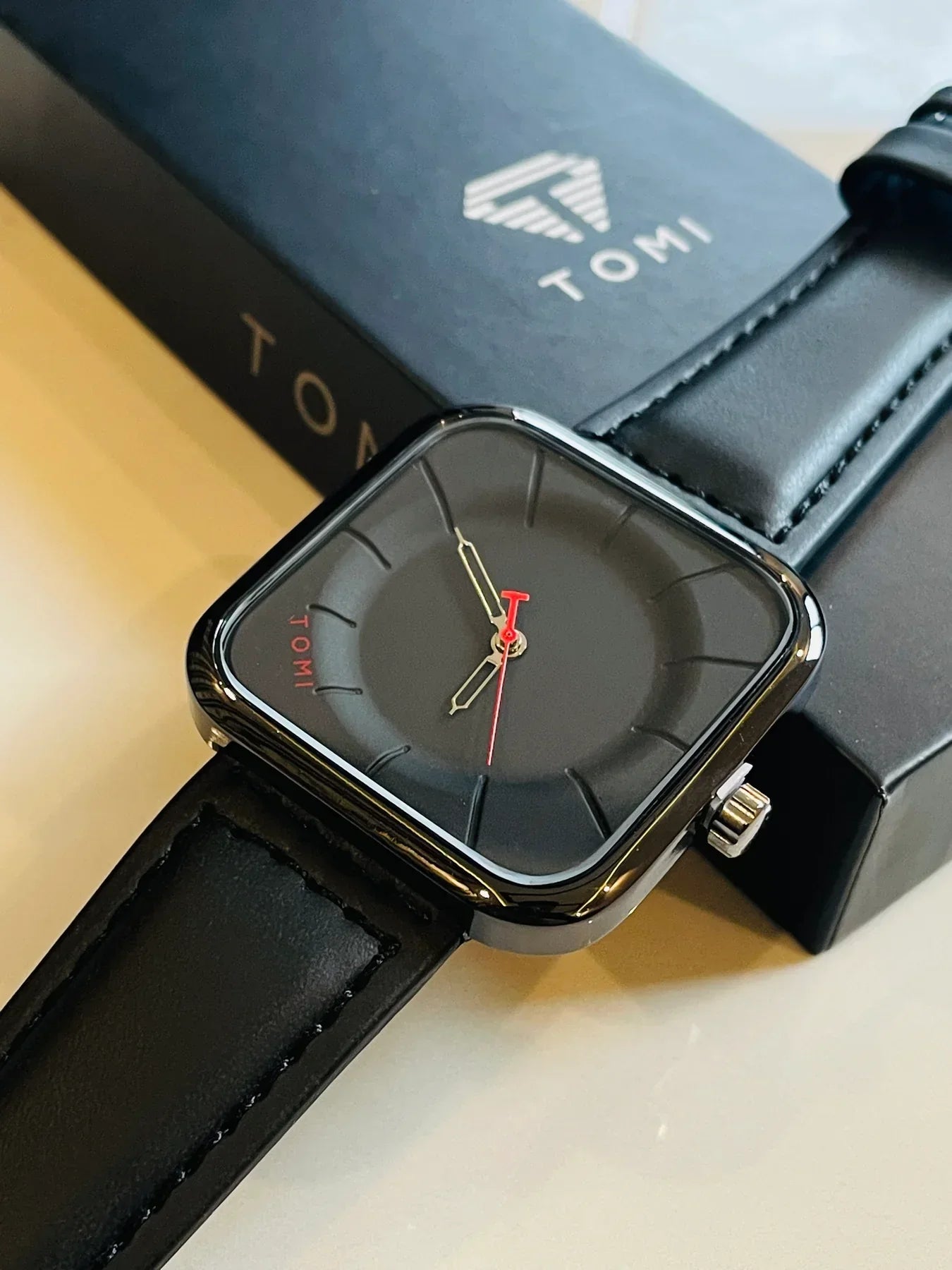 Tomi Coffee Black Square Dial Watch