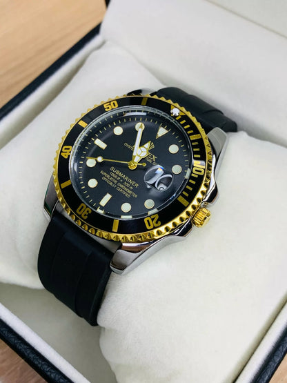 Imported™~High Quality Rubber Belt Black Dial Golden Case 🎁